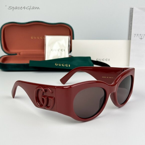Gucci Men Sunglasses Burgundy Brown Oval GG1544S 002 BRAND NEW - Picture 4 of 9